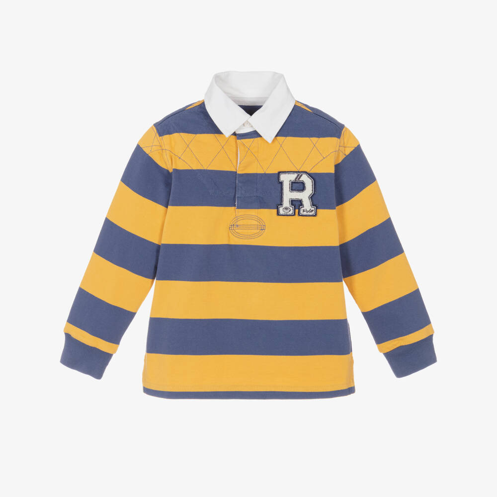Ralph Lauren-Рубашка регби в полоску желтая синяя для мальчиков | Childrensalon Outlet