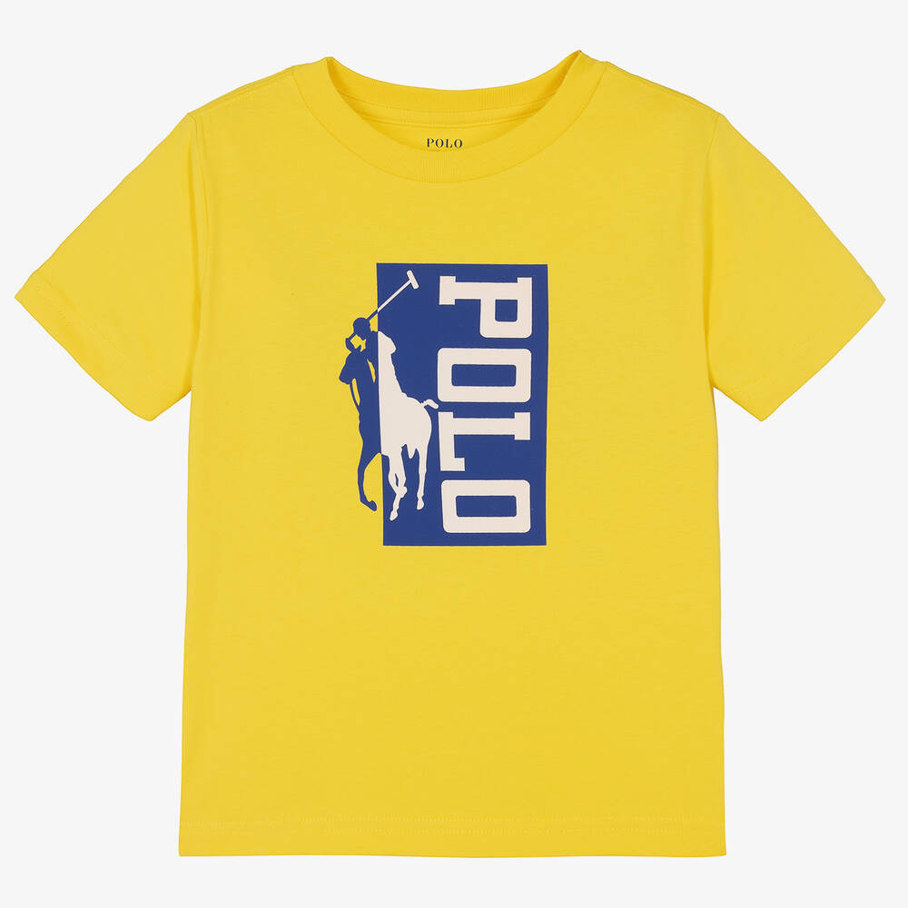 Polo Ralph Lauren - Boys Yellow Oversized Cotton Logo T-Shirt | Childrensalon