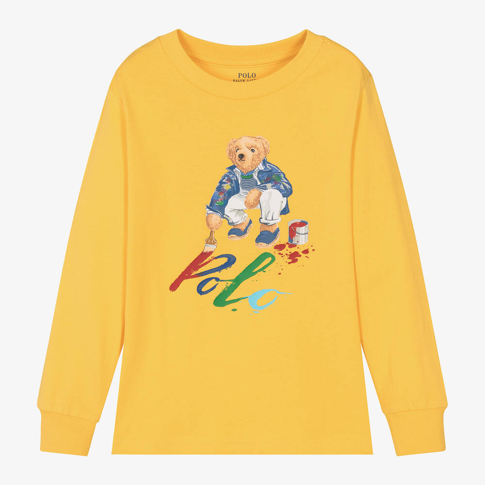 Ralph Lauren-توب قطن بطبعة بير لون أصفر للأولاد | Childrensalon Outlet