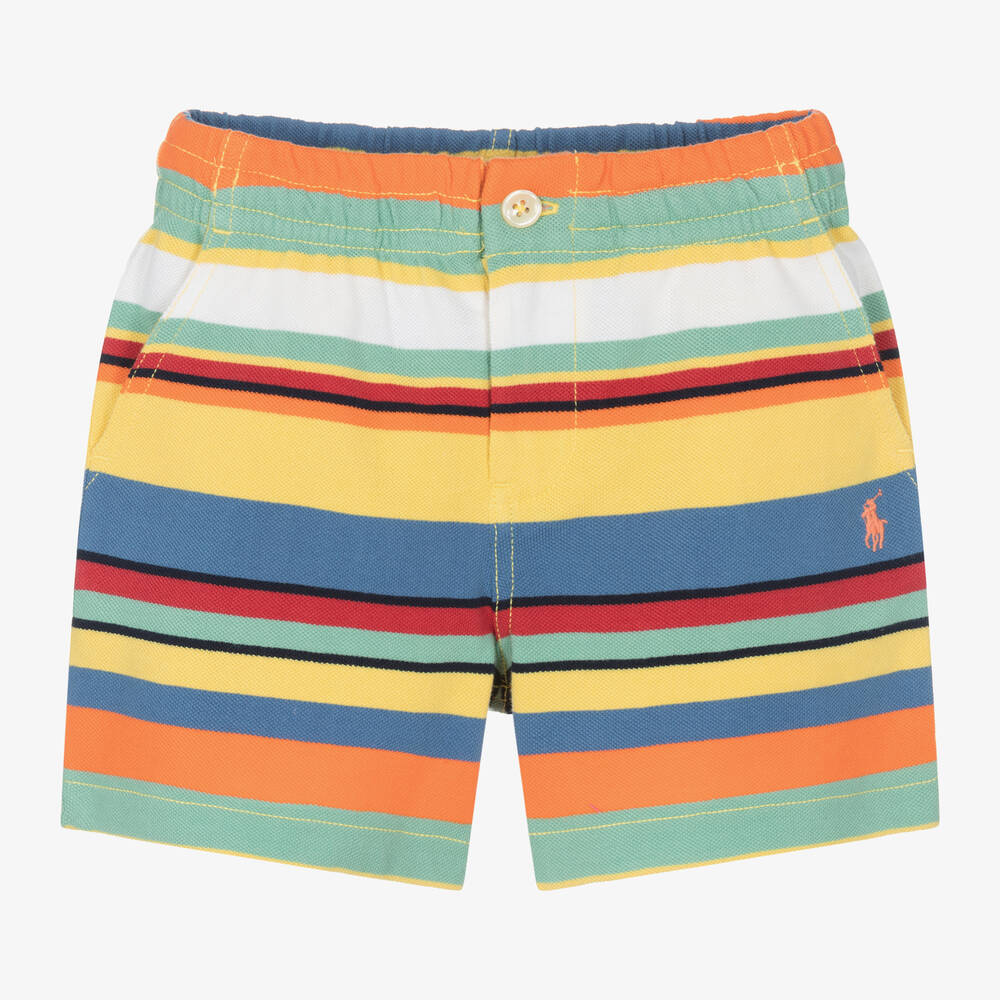 Ralph Lauren-Boys Yellow Striped Cotton Shorts | Childrensalon Outlet