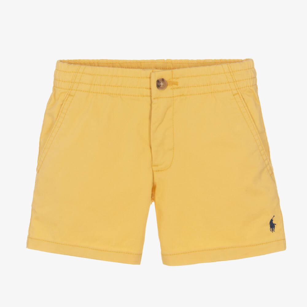 Boys Yellow Twill Logo Shorts