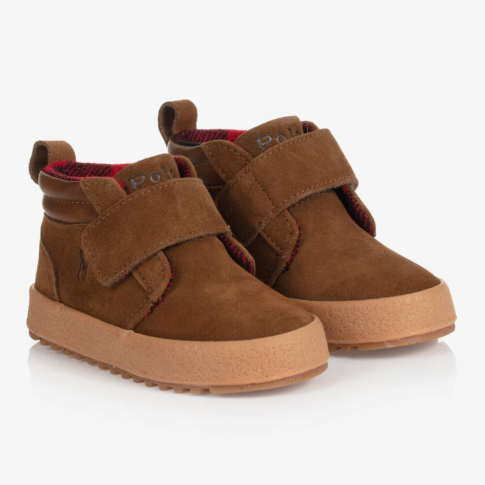 Polo Ralph Lauren - Brown Suede Velcro Boots | Childrensalon