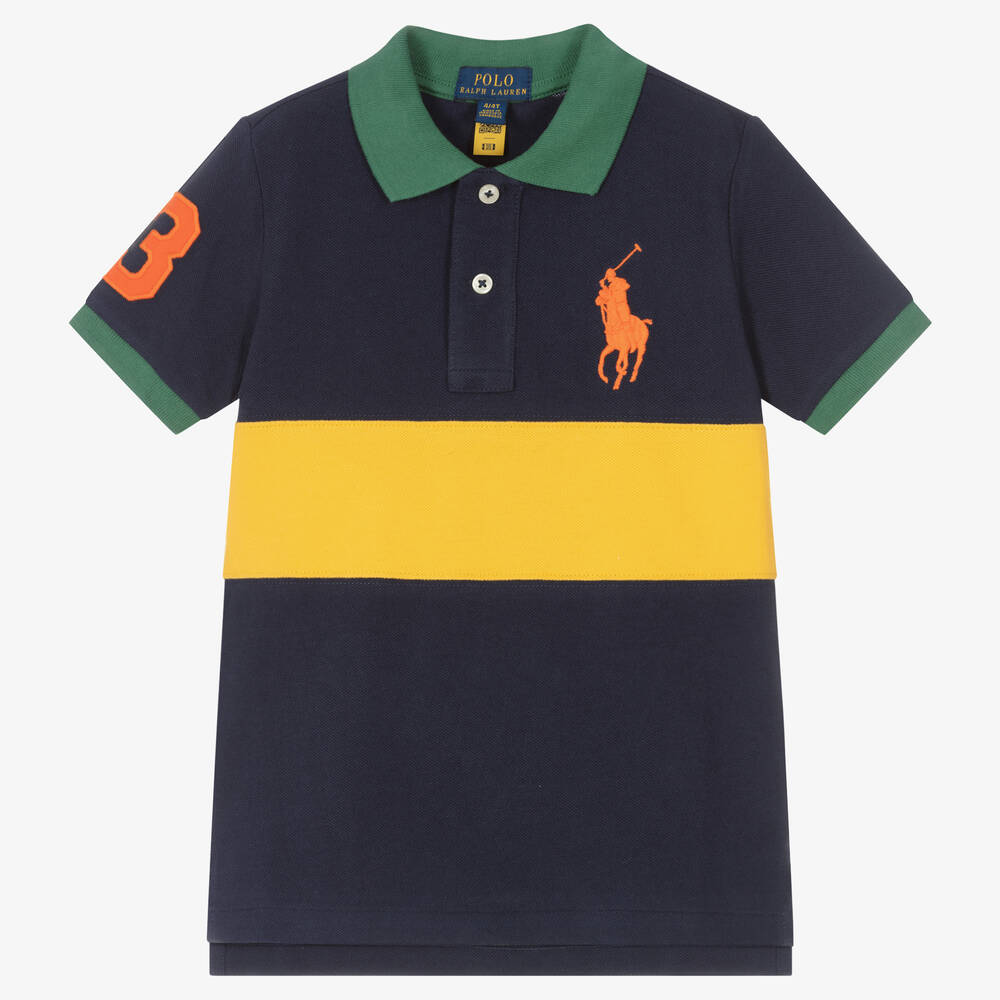 Polo Ralph Lauren - توب بولو قطن بيكيه بألوان بلوك للأولاد | Childrensalon