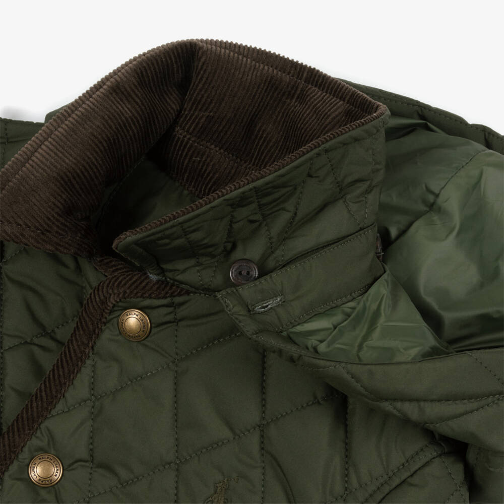 Ralph Lauren-Dark Forest Green Quilted Coat | Childrensalon Outlet