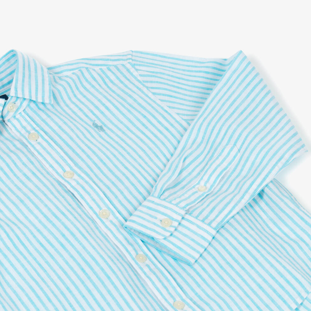 Ralph Lauren-Girls Azure Linen Blend Blouse | Childrensalon Outlet