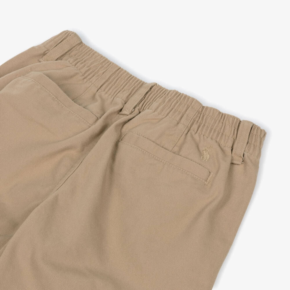 Ralph Lauren-Girls Beige Cotton Wide Leg Cargo Trousers | Childrensalon Outlet