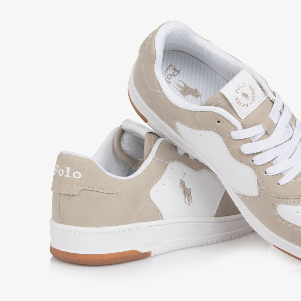 Ralph Lauren-Girls Beige & White Sporty Sneakers | Childrensalon Outlet