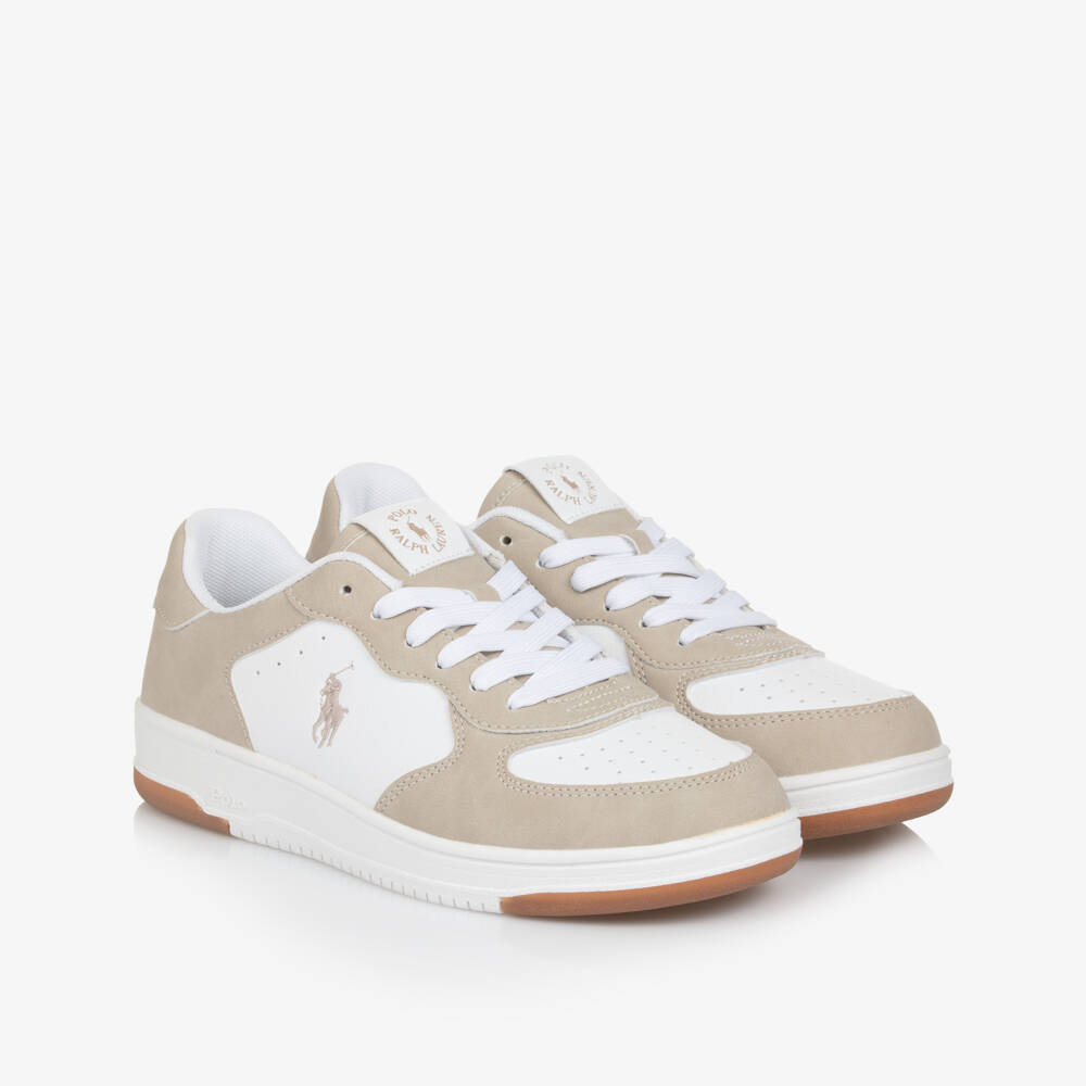 Ralph Lauren-Girls Beige & White Sporty Sneakers | Childrensalon Outlet