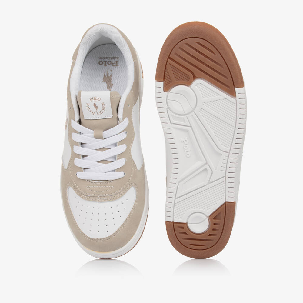 Ralph Lauren-Girls Beige & White Sporty Sneakers | Childrensalon Outlet