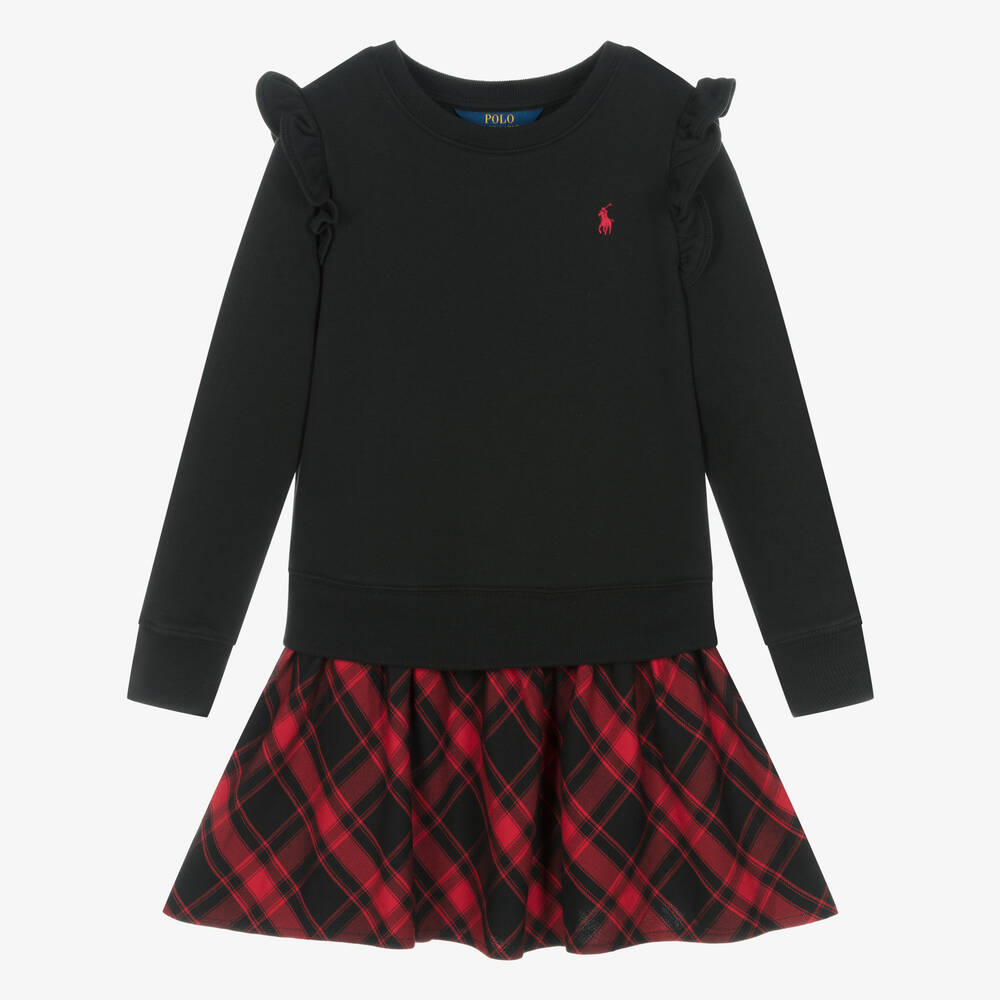 Ralph Lauren - Schottenkaro-Kleid in Schwarz & Rot | Childrensalon