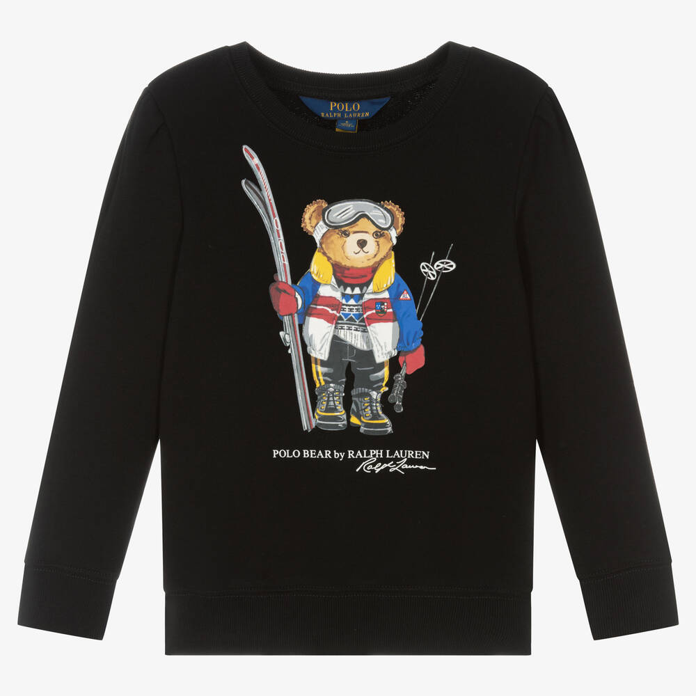 Polo Ralph Lauren - Girls Black Ski Bear Sweatshirt | Childrensalon