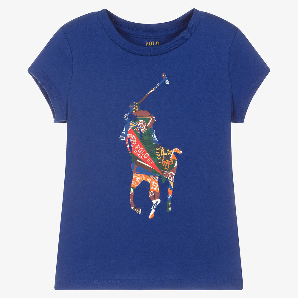 Polo Ralph Lauren - Синяя футболка с пони для девочек | Childrensalon