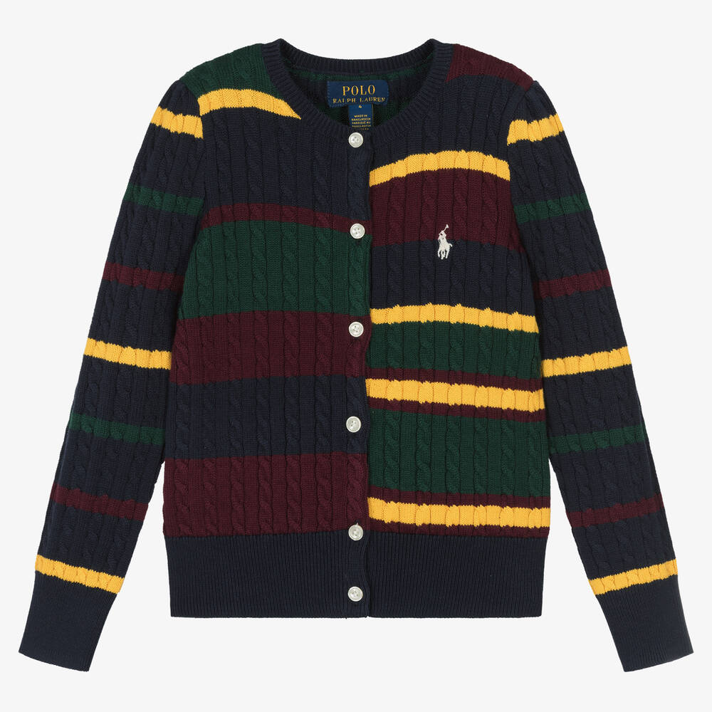 Ralph Lauren - Cardigan torsadé bleu Fille | Childrensalon