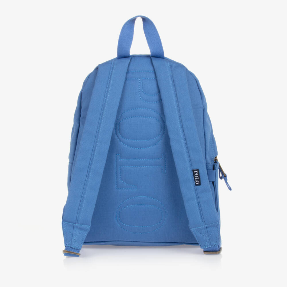 Ralph Lauren-Girls Blue Canvas Polo Bear Backpack (37cm) | Childrensalon Outlet