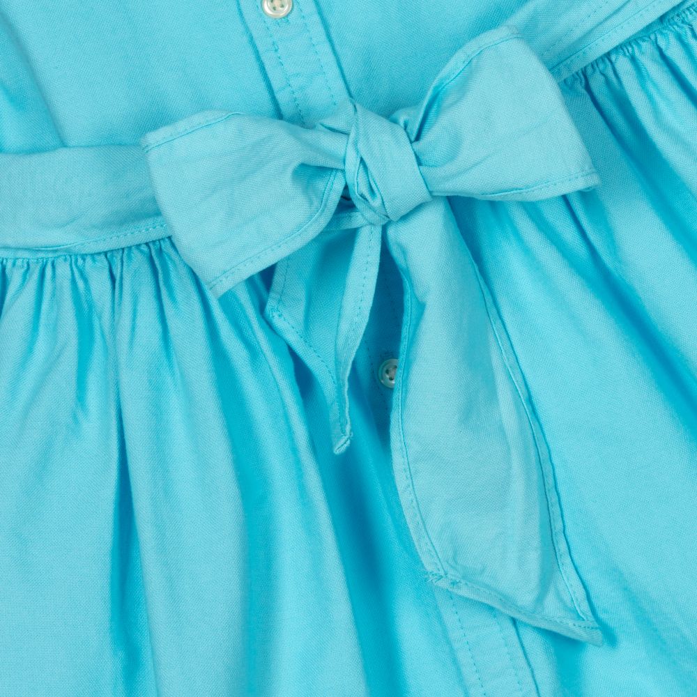 Ralph Lauren-Girls Blue Cotton Dress | Childrensalon Outlet