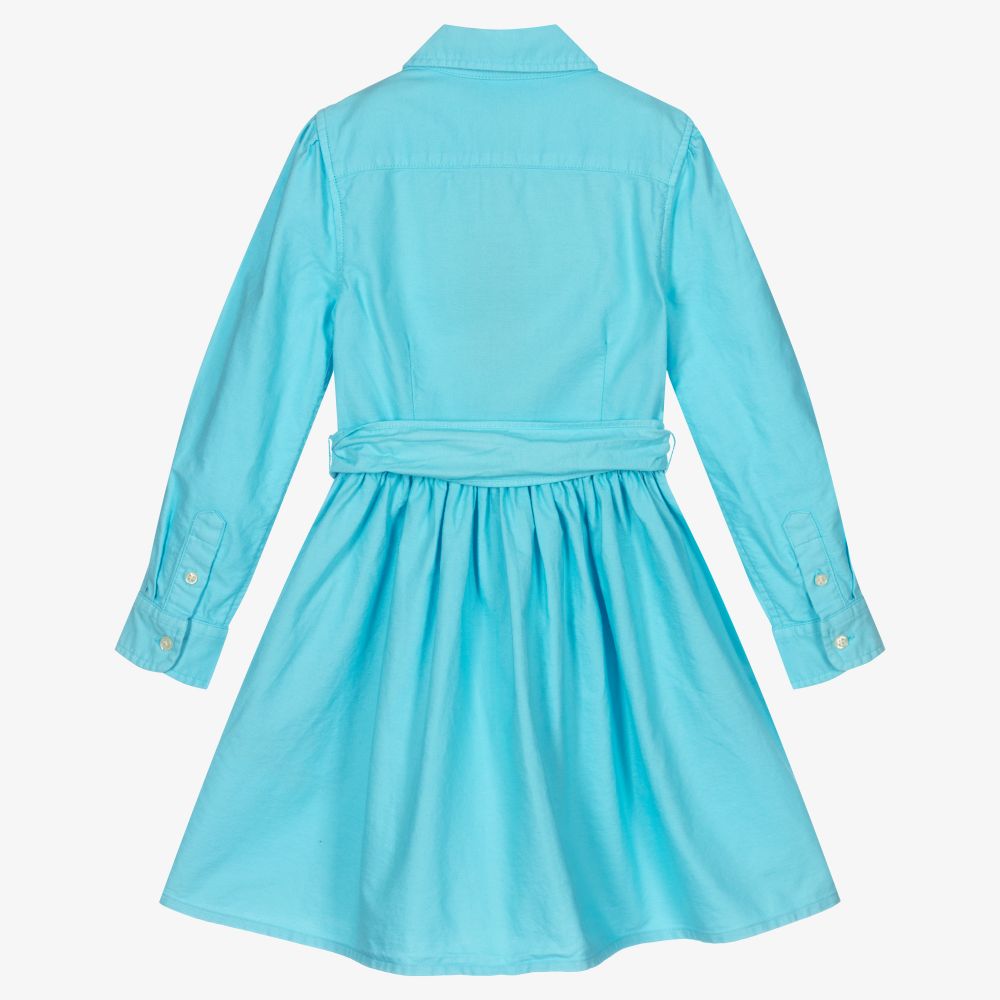 Ralph Lauren-Girls Blue Cotton Dress | Childrensalon Outlet