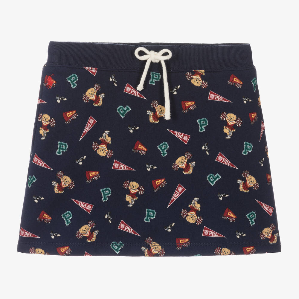 Ralph Lauren - Girls Blue Cotton Jersey Skirt | Childrensalon