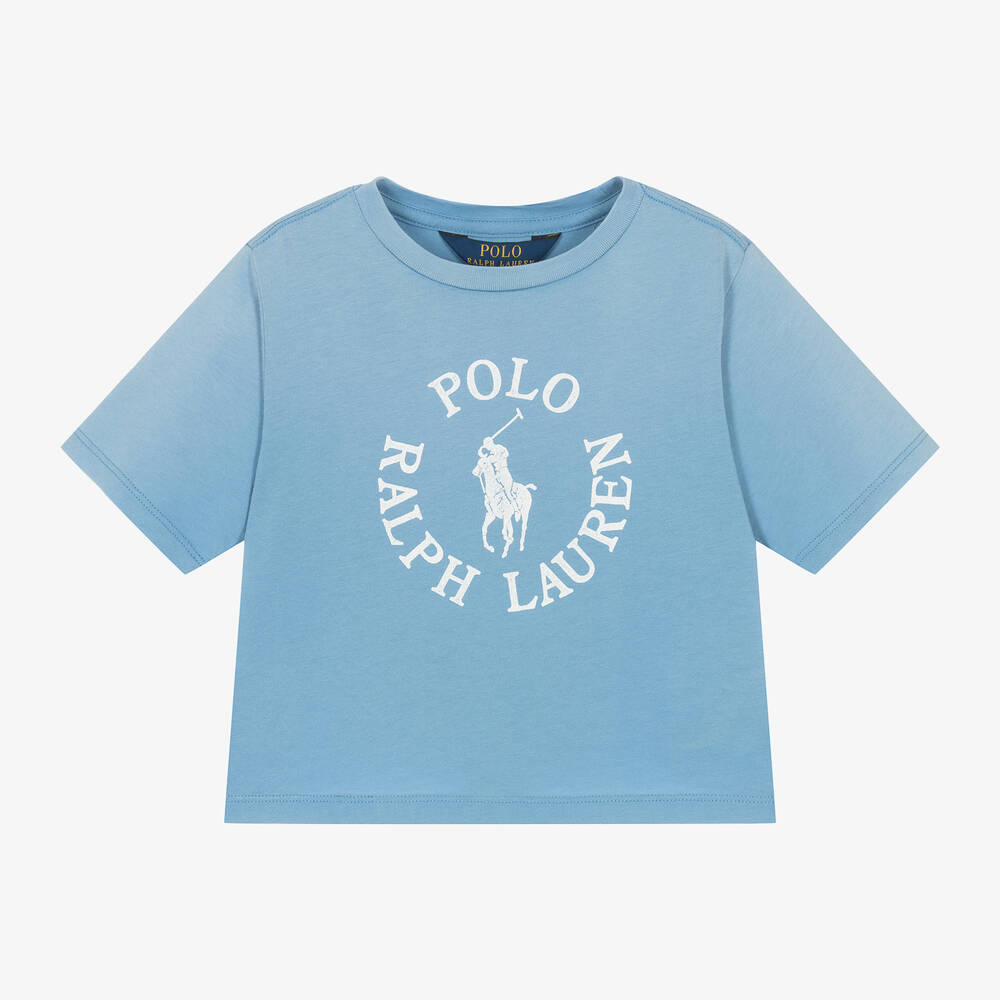 Ralph Lauren Girls Blue Cotton Jersey T Shirt Childrensalon Outlet