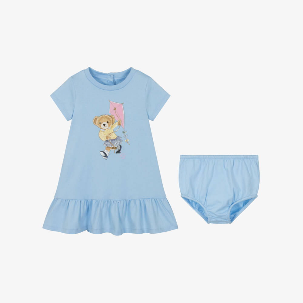Ralph Lauren-Girls Blue Cotton Kite Dress | Childrensalon Outlet