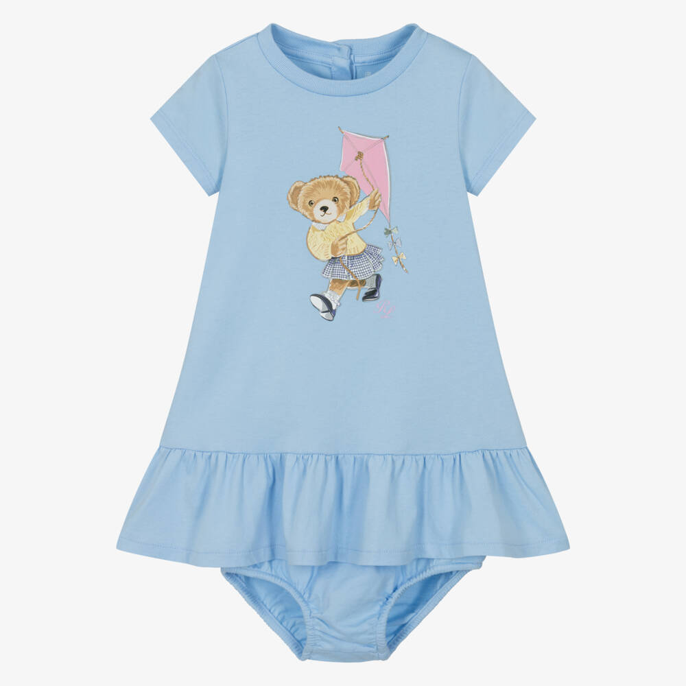 Ralph Lauren-Girls Blue Cotton Kite Dress | Childrensalon Outlet