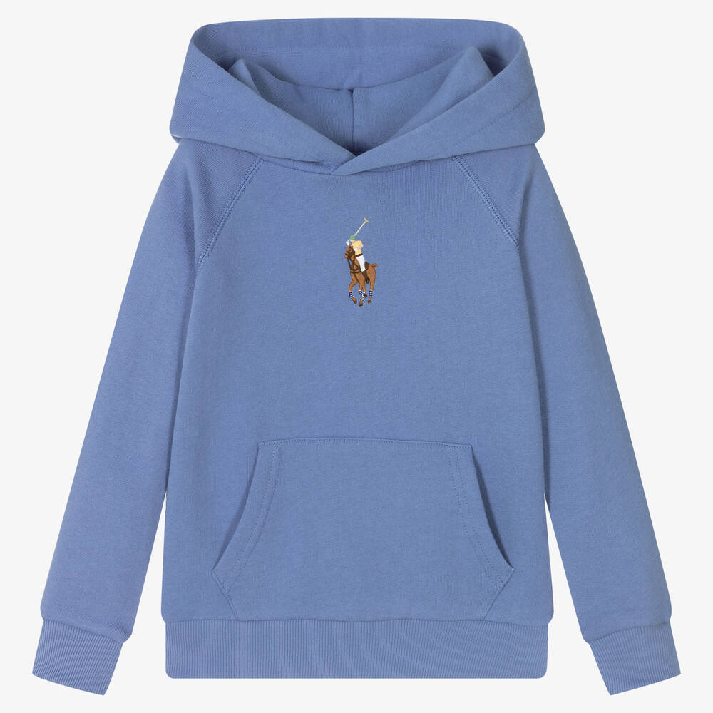 Polo Ralph Lauren - Girls Blue Cotton Logo Hoodie | Childrensalon