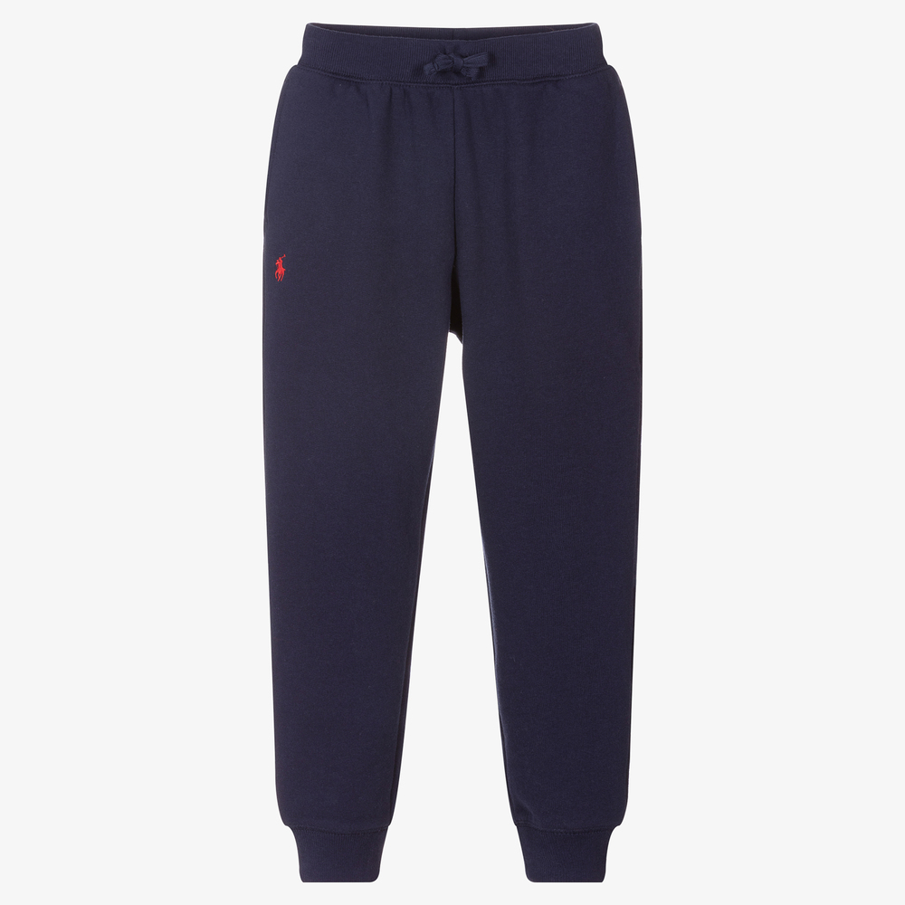 Ralph Lauren - Girls Blue Cotton Logo Joggers | Childrensalon