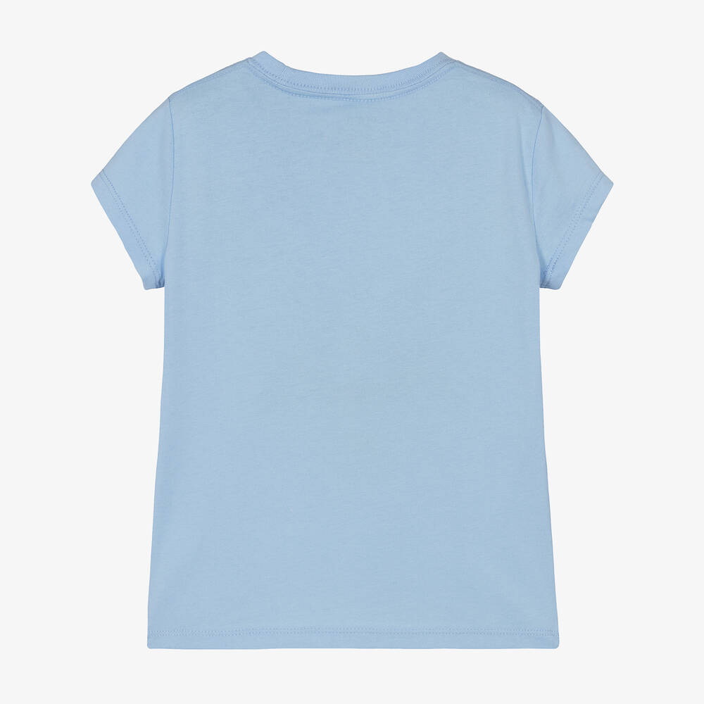 Ralph Lauren-Girls Blue Cotton Logo T-Shirt | Childrensalon Outlet