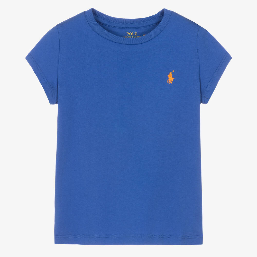 Polo Ralph Lauren - تيشيرت قطن لون أزرق للبنات | Childrensalon