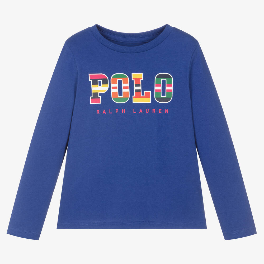 Polo Ralph Lauren - Girls Blue Cotton Logo Top | Childrensalon