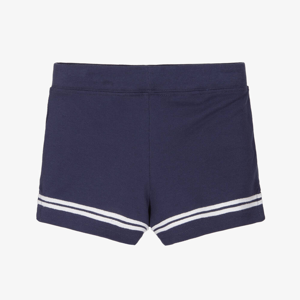Ralph Lauren-Girls Blue Cotton Piqué Shorts | Childrensalon Outlet