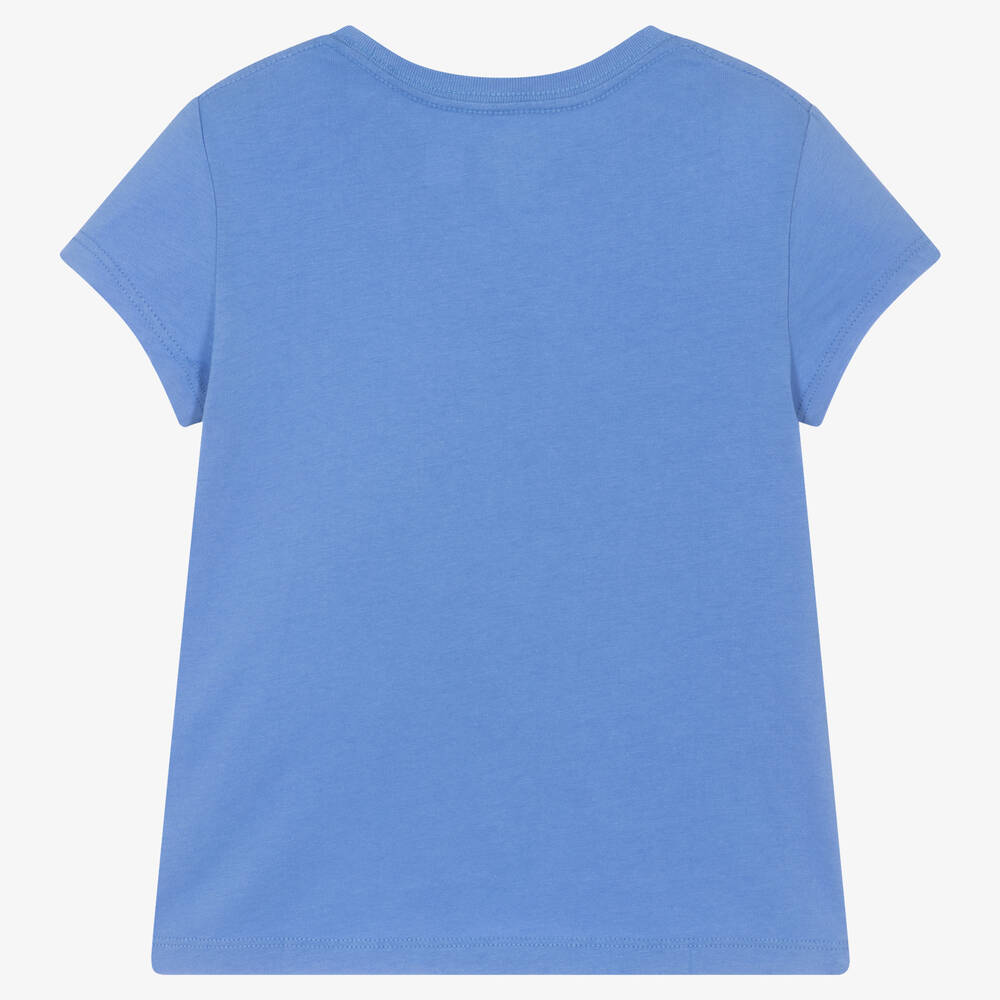 Polo Ralph Lauren-Girls Blue Cotton Polo Bear T-Shirt | Childrensalon Outlet