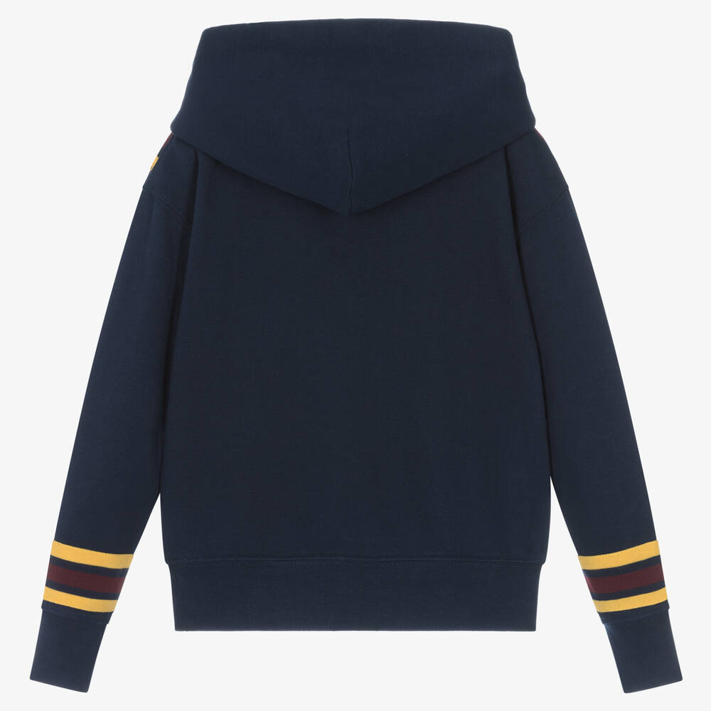 Ralph Lauren-Girls Blue Cotton Stripe Varsity Hoodie | Childrensalon Outlet