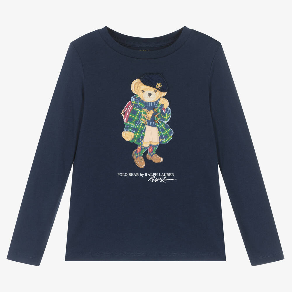 Ralph Lauren - Blaues Baumwolloberteil für Mädchen | Childrensalon