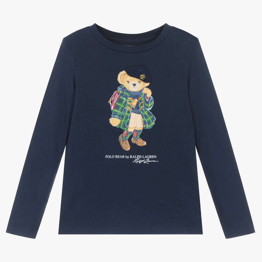 Ralph Lauren - Girls Blue Cotton Top | Childrensalon