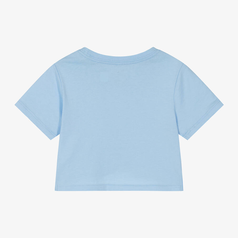 Ralph Lauren-Girls Blue Cotton Twist Front T-Shirt | Childrensalon Outlet
