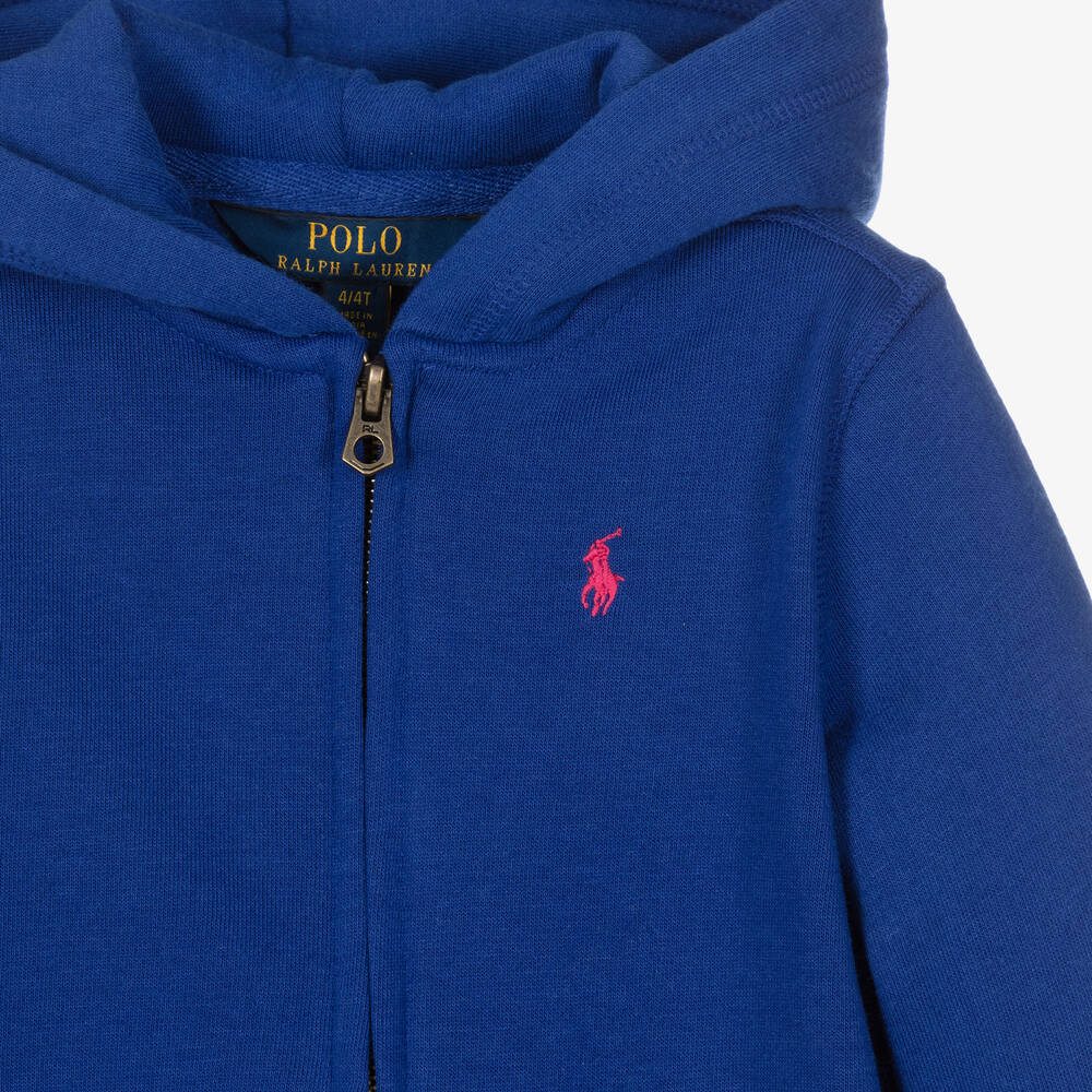 Polo Ralph Lauren Girls Blue Cotton Zip Up Top