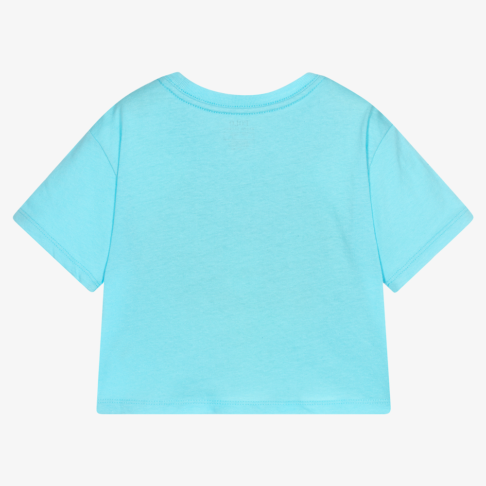 Polo Ralph Lauren-Girls Blue Cropped T-Shirt | Childrensalon Outlet