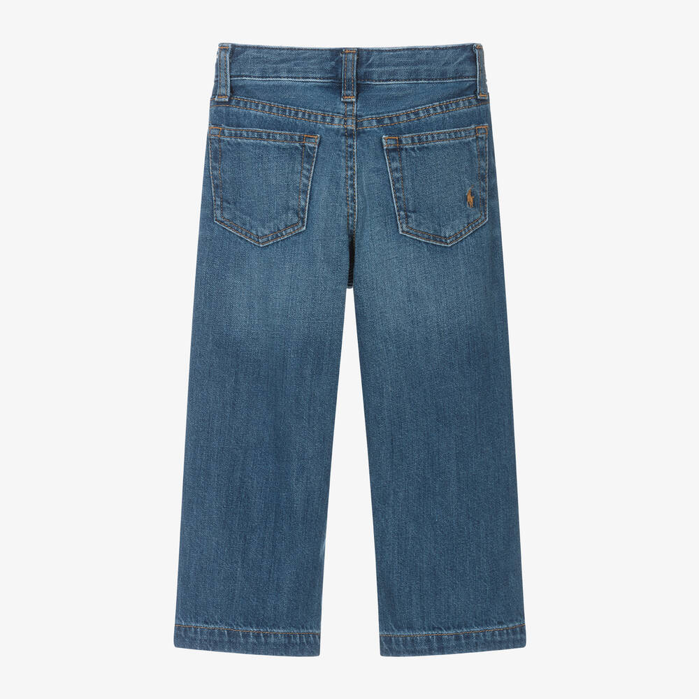 Ralph Lauren Girls Blue Denim Wide Leg Crop Jeans