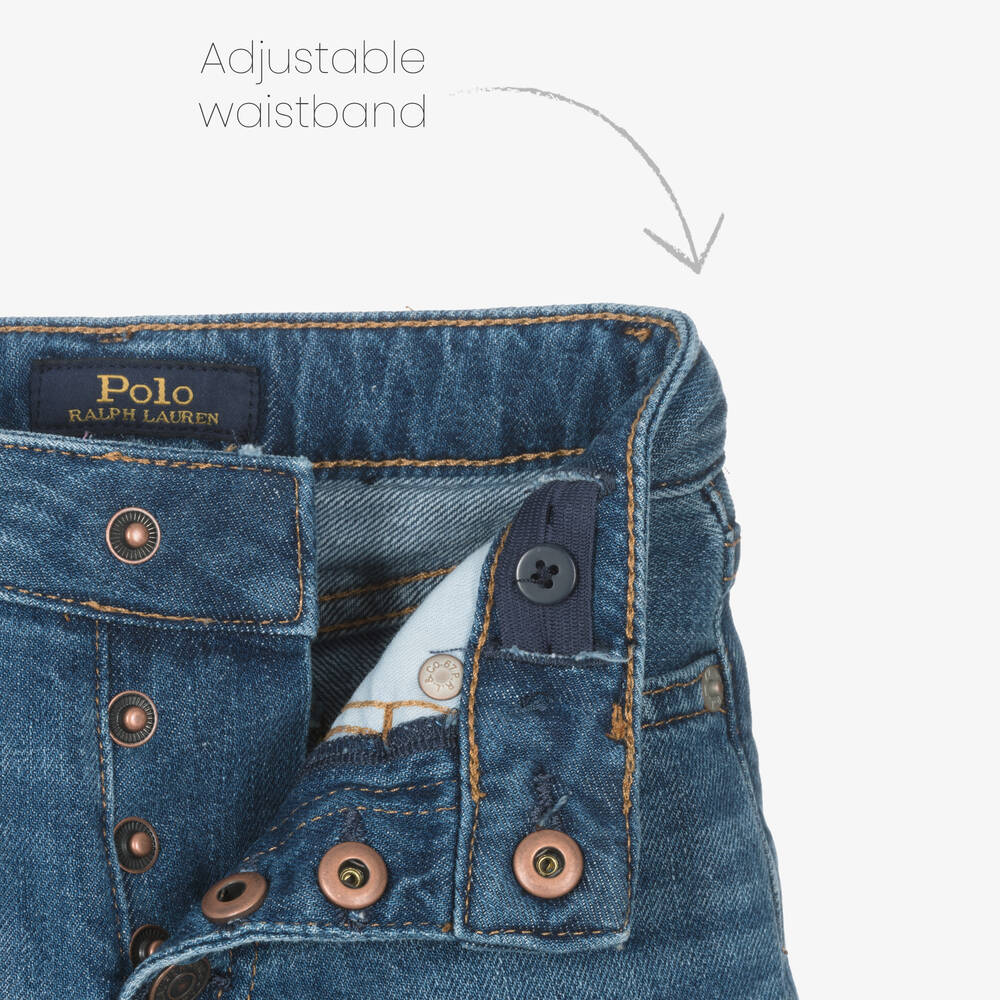 Ralph Lauren-Girls Blue Denim Wide Leg Crop Jeans | Childrensalon Outlet