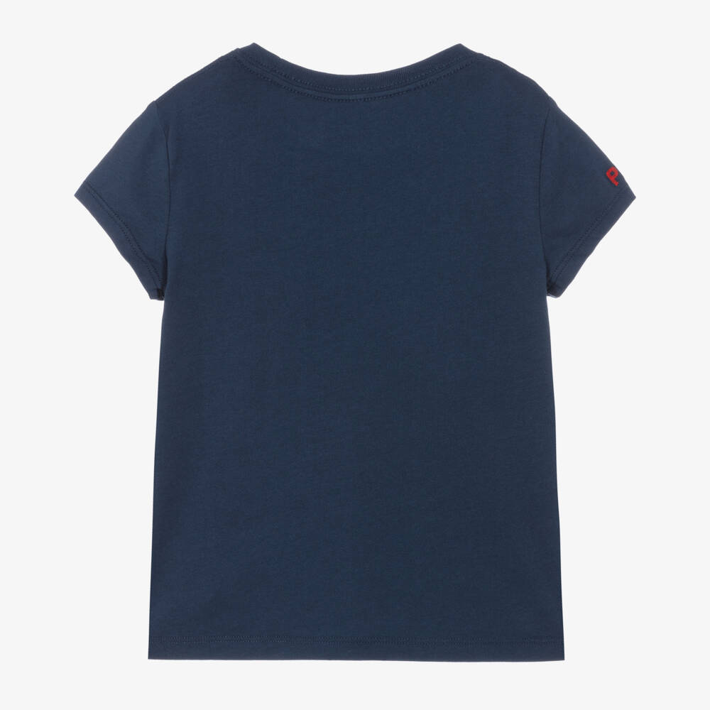 Ralph Lauren-Girls Blue Flag Cotton Tee | Childrensalon Outlet