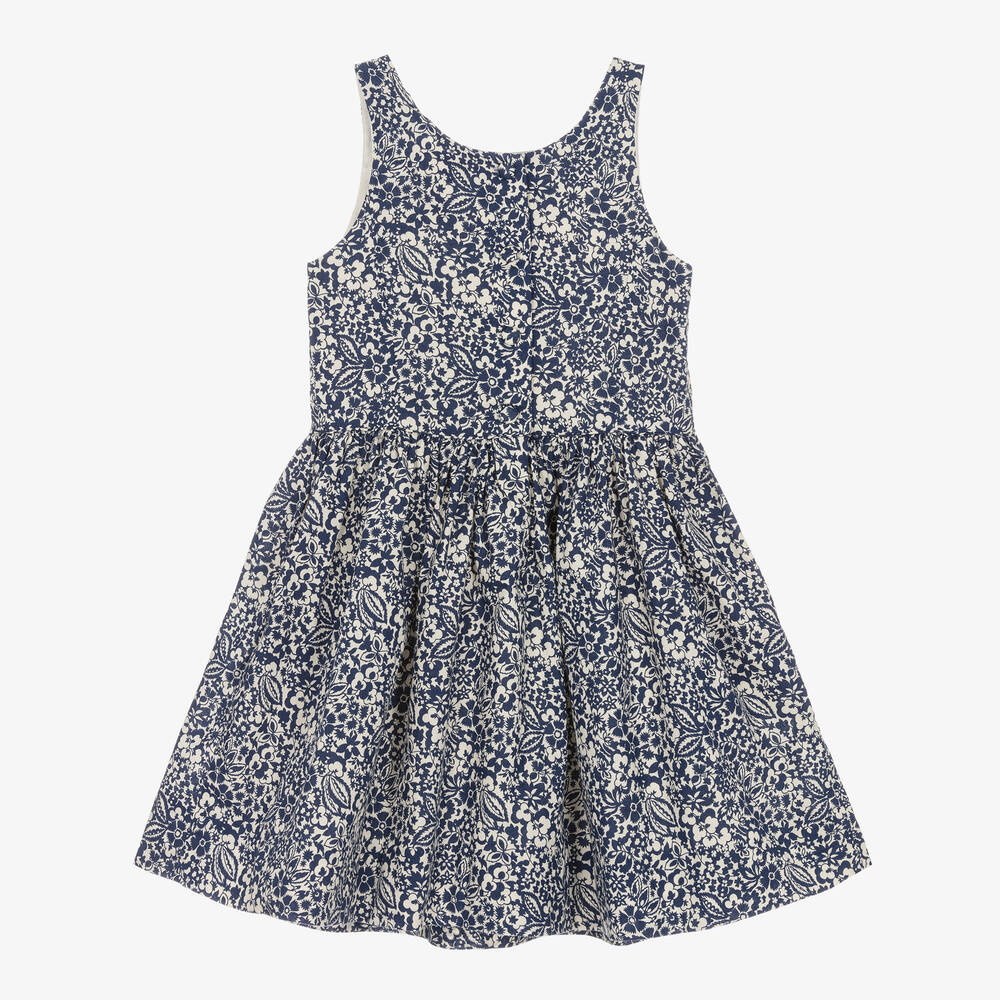 Ralph Lauren-Girls Blue Floral Cotton Dress | Childrensalon Outlet