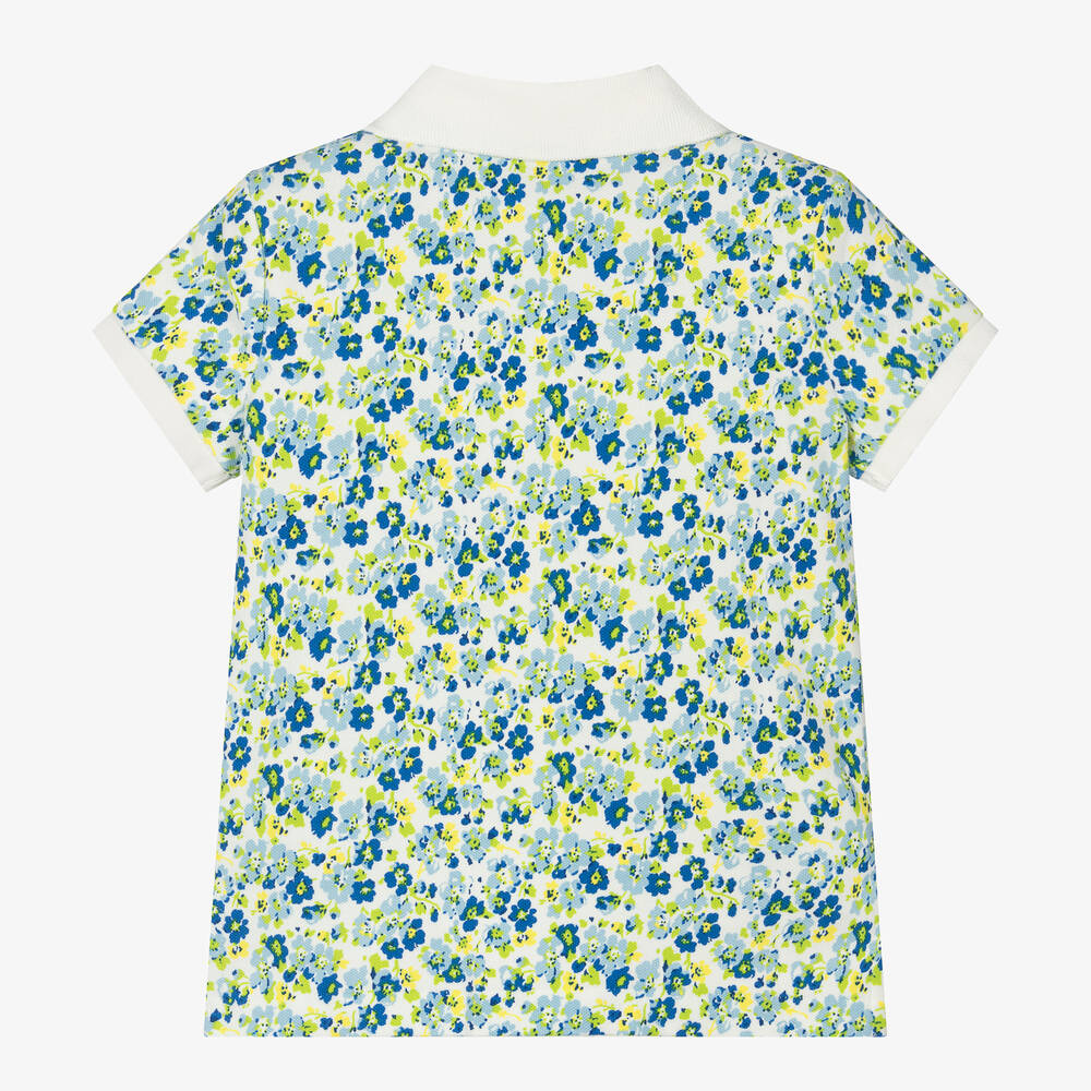 Ralph Lauren-Girls Blue Floral Print Cotton Polo Shirt | Childrensalon Outlet