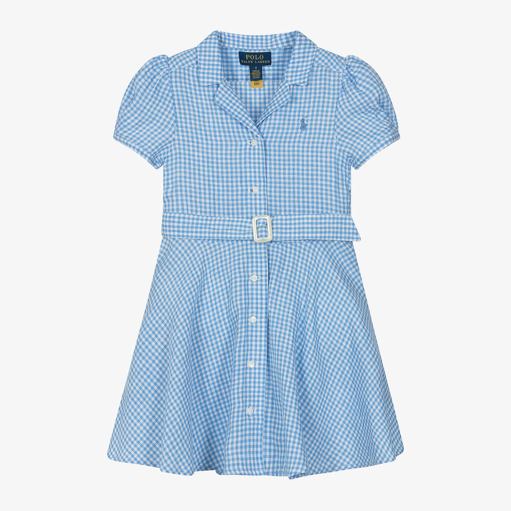 Blue gingham girls dress new arrivals