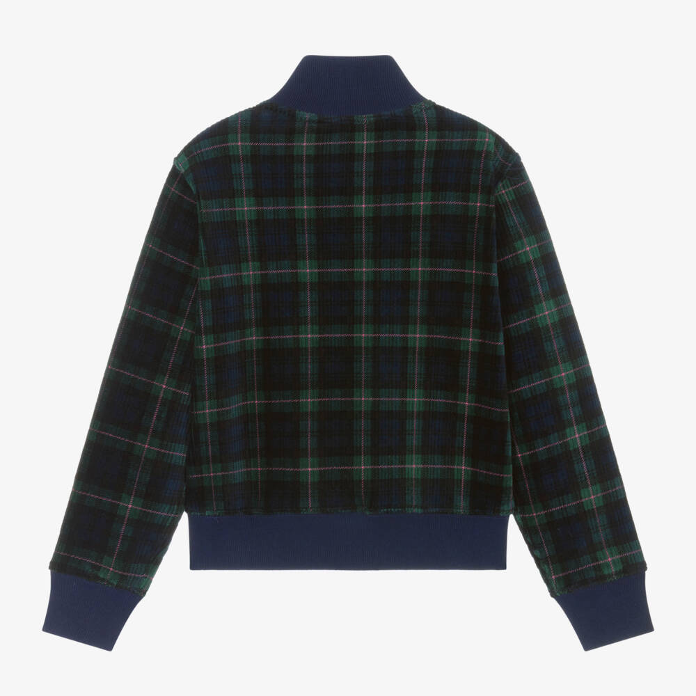 Ralph Lauren-Girls Blue-Green Tartan Corduroy Top | Childrensalon Outlet