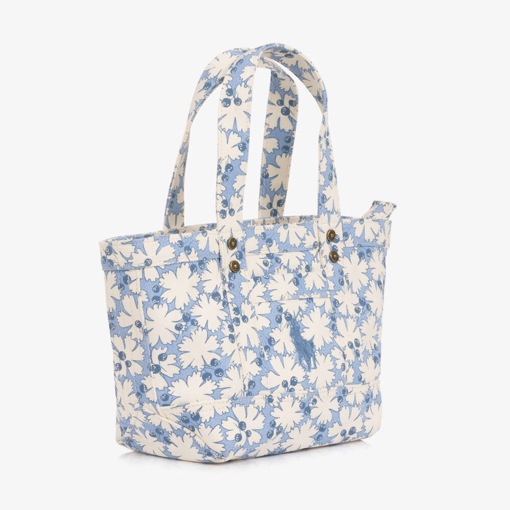 Ralph Lauren-Girls Blue & Ivory Floral Canvas Handbag | Childrensalon Outlet