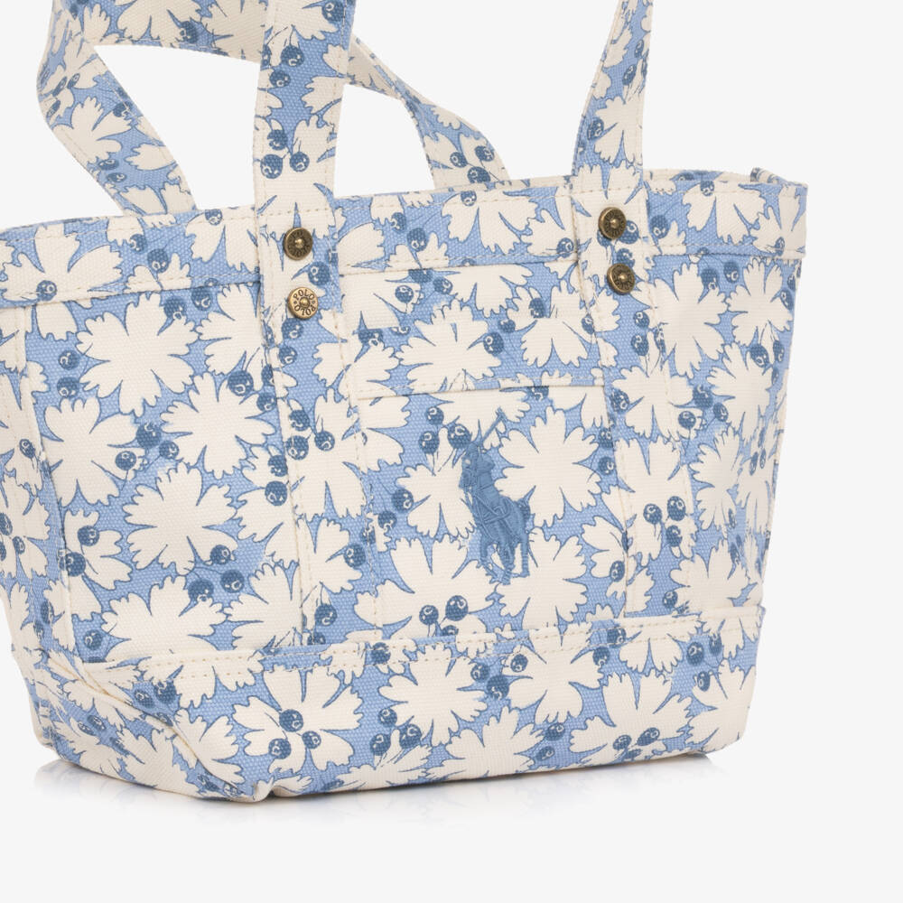 Ralph Lauren-Girls Blue & Ivory Floral Canvas Handbag | Childrensalon Outlet