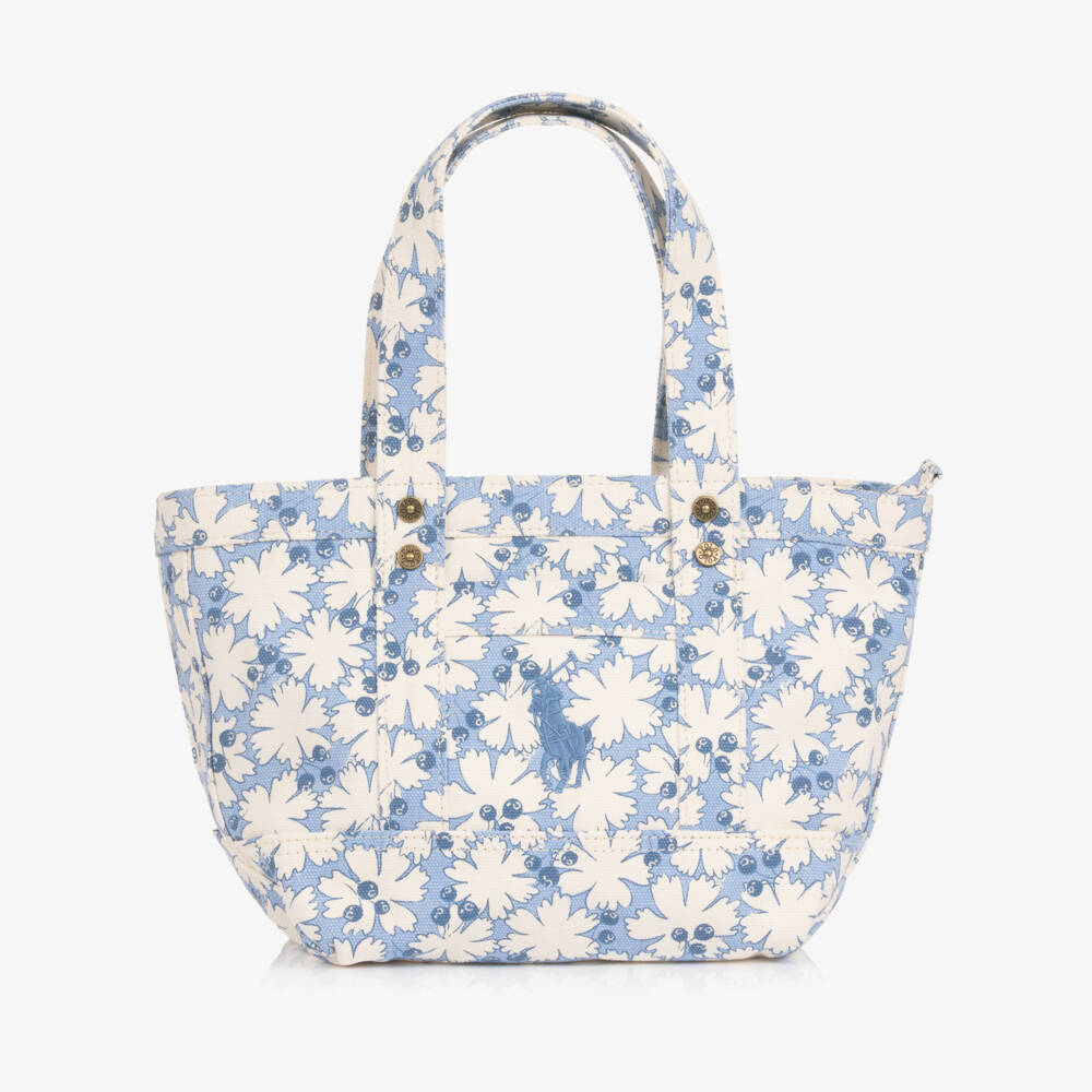 Ralph Lauren-Girls Blue & Ivory Floral Canvas Handbag | Childrensalon Outlet