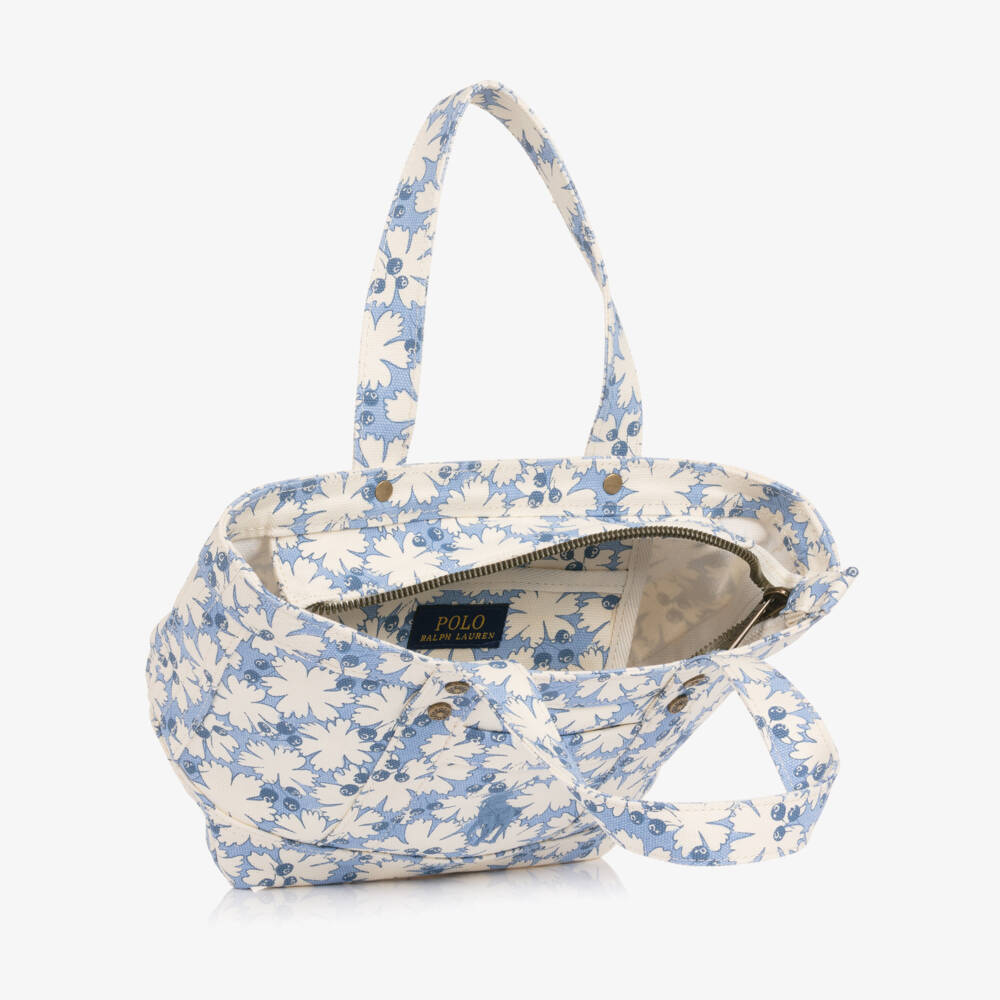 Ralph Lauren-Girls Blue & Ivory Floral Canvas Handbag | Childrensalon Outlet