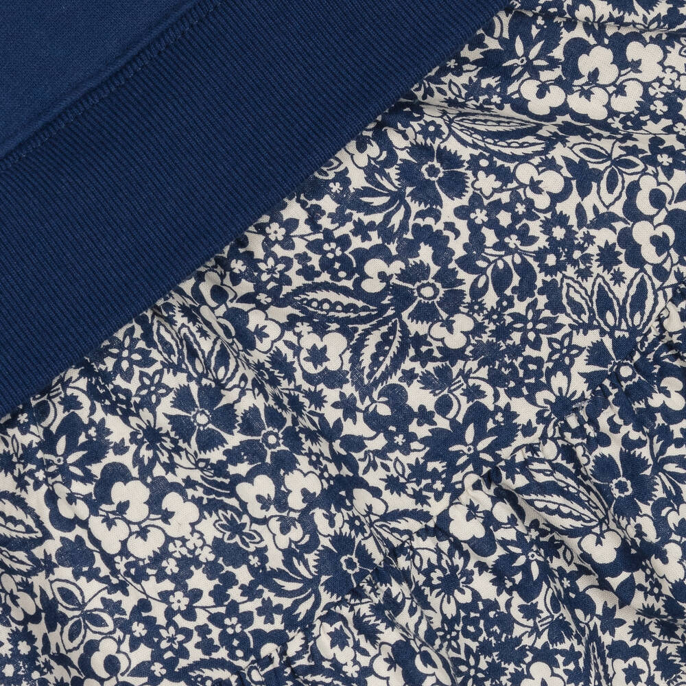 Ralph Lauren-Girls Blue Jersey & Floral Cotton Dress | Childrensalon Outlet