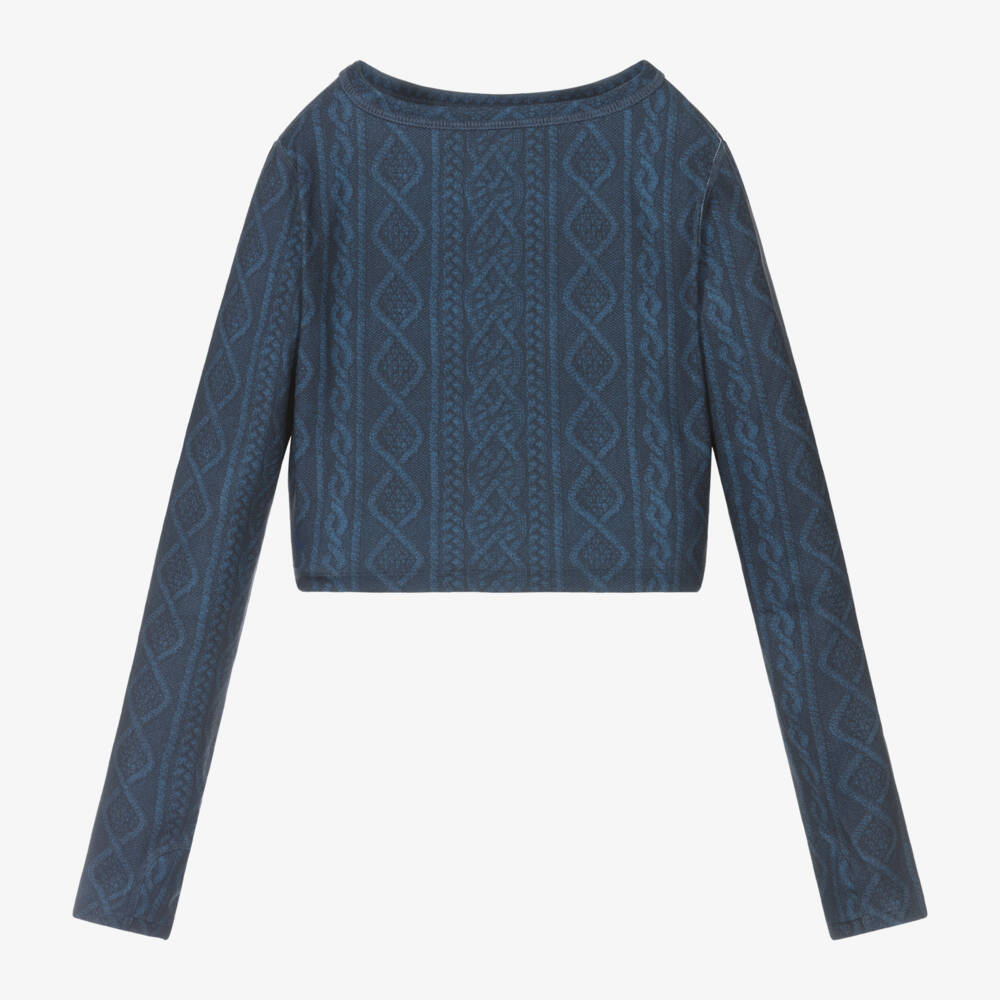 Ralph Lauren-توب رياضي محبوك لون أزرق للبنات | Childrensalon Outlet